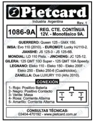 REGULADOR PIETCARD 1086-9A/1336 12V YAMAHA YBR 125 BRILLANT RIDING