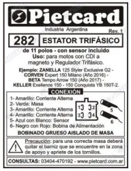 ESTATOR PIETCARD 282 TRIFASICO ZANELLA 125 / CORVEN 150