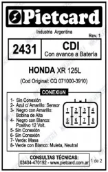 CDI PIETCARD 2431 XR 125L (COD ORIGINAL: CQ 071000-3910).