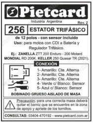 ESTATOR PIETCARD 256 TRIFASICO 12 POLOS ZANELLA ZTT 200/MOTARD