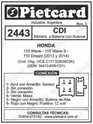 CDI PIETCARD 2443 HONDA WAVE 110S 2013-2017
