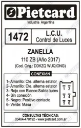 RELAY CONTROL DE LUCES PIETCARD 1472 L.C.U.