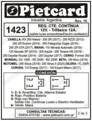 REGULADOR PIETCARD 1423 12V. TRIFÁSICO 12A. C/SALIDA LUCES ENCENDIDO