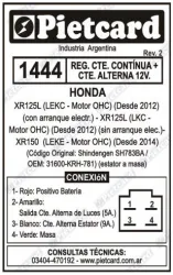 REGULADOR PIETCARD 1444 12V C/C + C/A (9A) C/SALIDA LUCES CTE ALT 5A