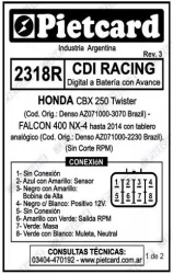 CDI PIETCARD 2318R RACING/COMPETICIÓN (CON AVANCE ALIMENTADO 12V.C.C)