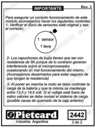 CDI PIETCARD 2442 RZ25 2014 AVANCE A BATERIA