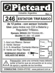 ESTATOR PIETCARD 246 GIL VC 200 TRIFASICO 12 POLOS