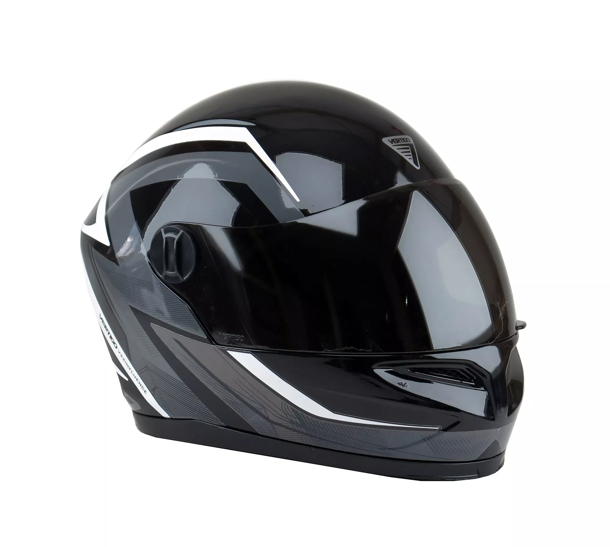 CASCO VÉRTIGO V32 INFLUENCE BLANCO-NEGRO BRILLANTE XL
