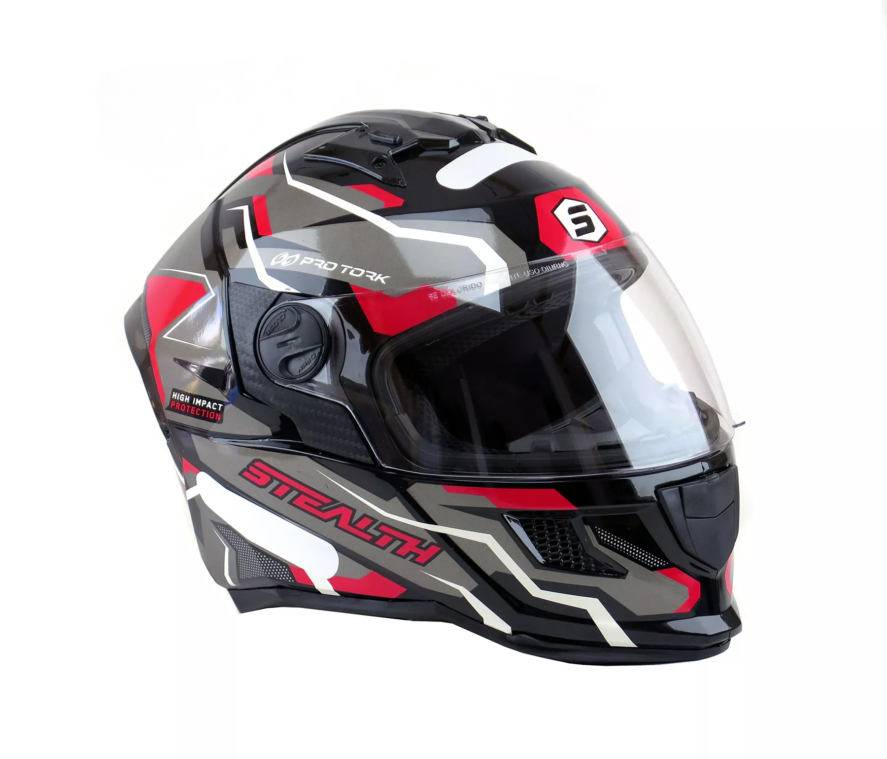 CASCO STEALTH HAWK NEGRO/ROJO BRILLANTE T.58