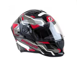 CASCO STEALTH HAWK NEGRO/ROJO BRILLANTE T.58