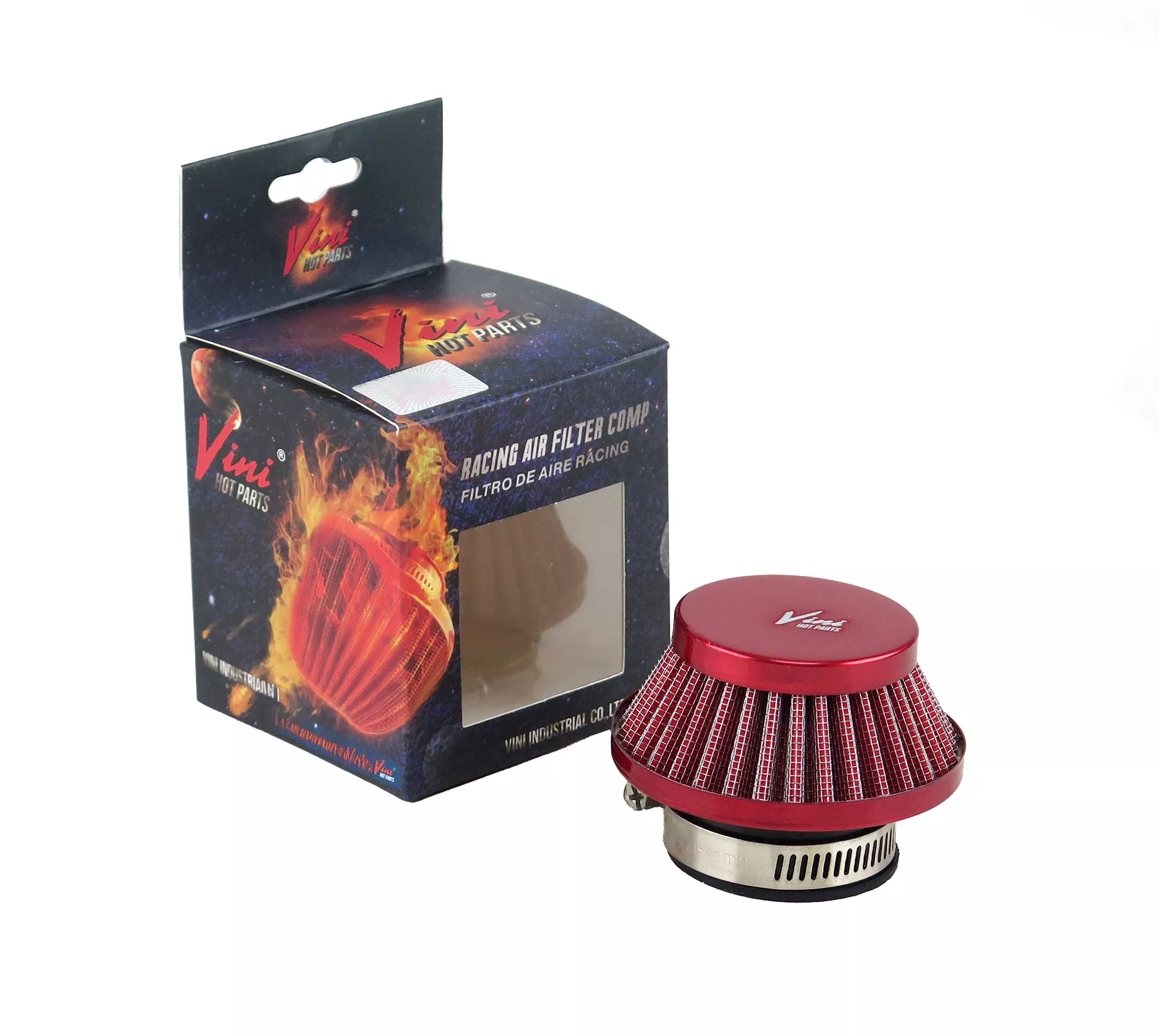 FILTRO DE AIRE VINI CONICO 38MM ROJO