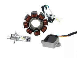 KIT PIETCARD 026 (REGULADOR 1556/ESTATOR 336/LAMPARA LED TITAN 150)