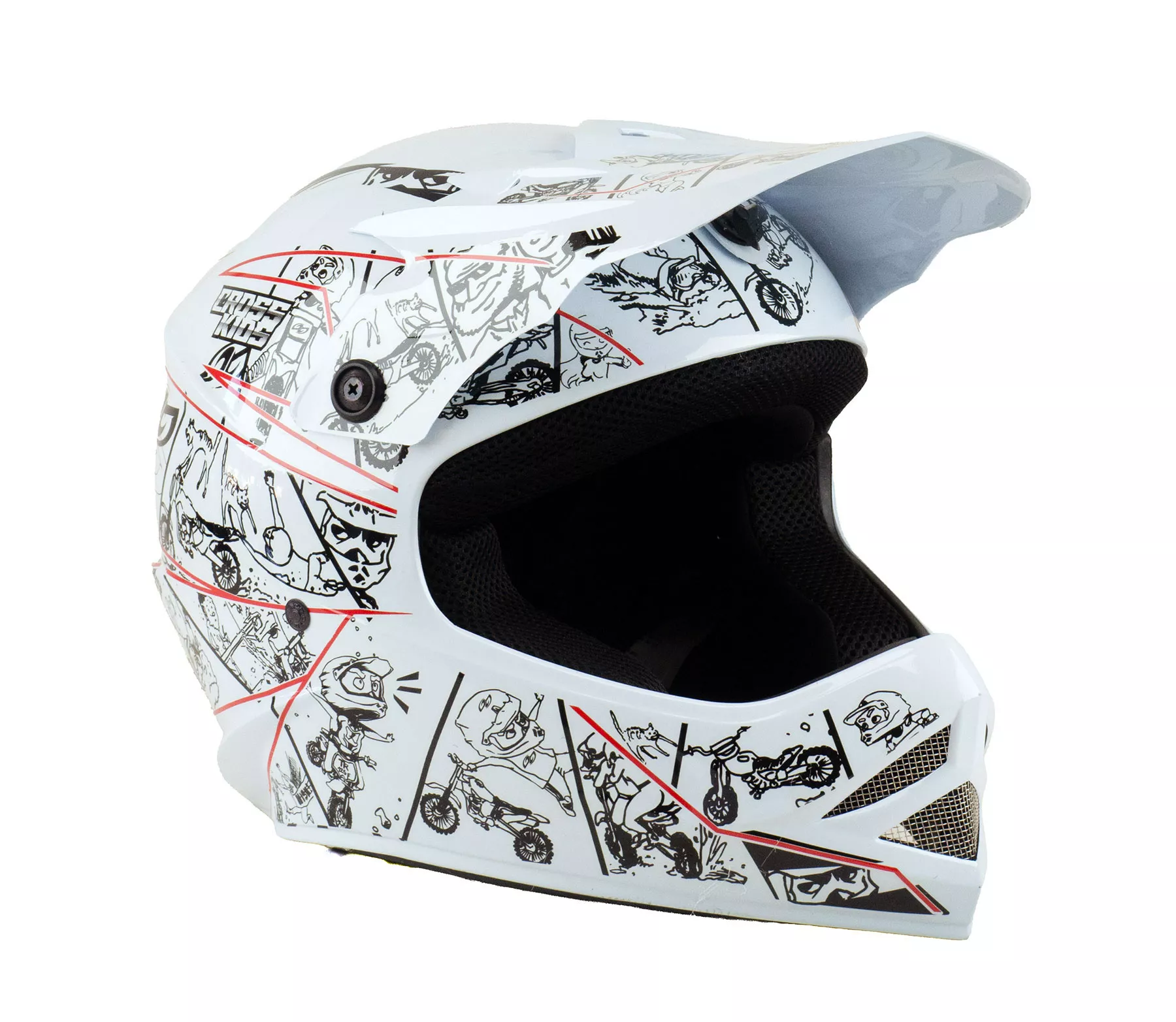 CASCO PRO TORK CROSS KIDS CARTOON RACING T.54 BLA/ROJ