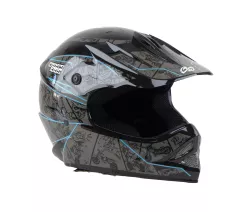 CASCO PRO TORK CROSS KIDS CARTOON RACING T.54 NEGRO/AZUL