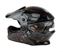 CASCO PRO TORK CROSS KIDS CARTOON RACING T.54 NEGRO/AZUL