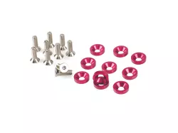 KIT ARANDELAS ALUMINIO  IMC C/ TORNILLOS ROSA X10 UNIDADES
