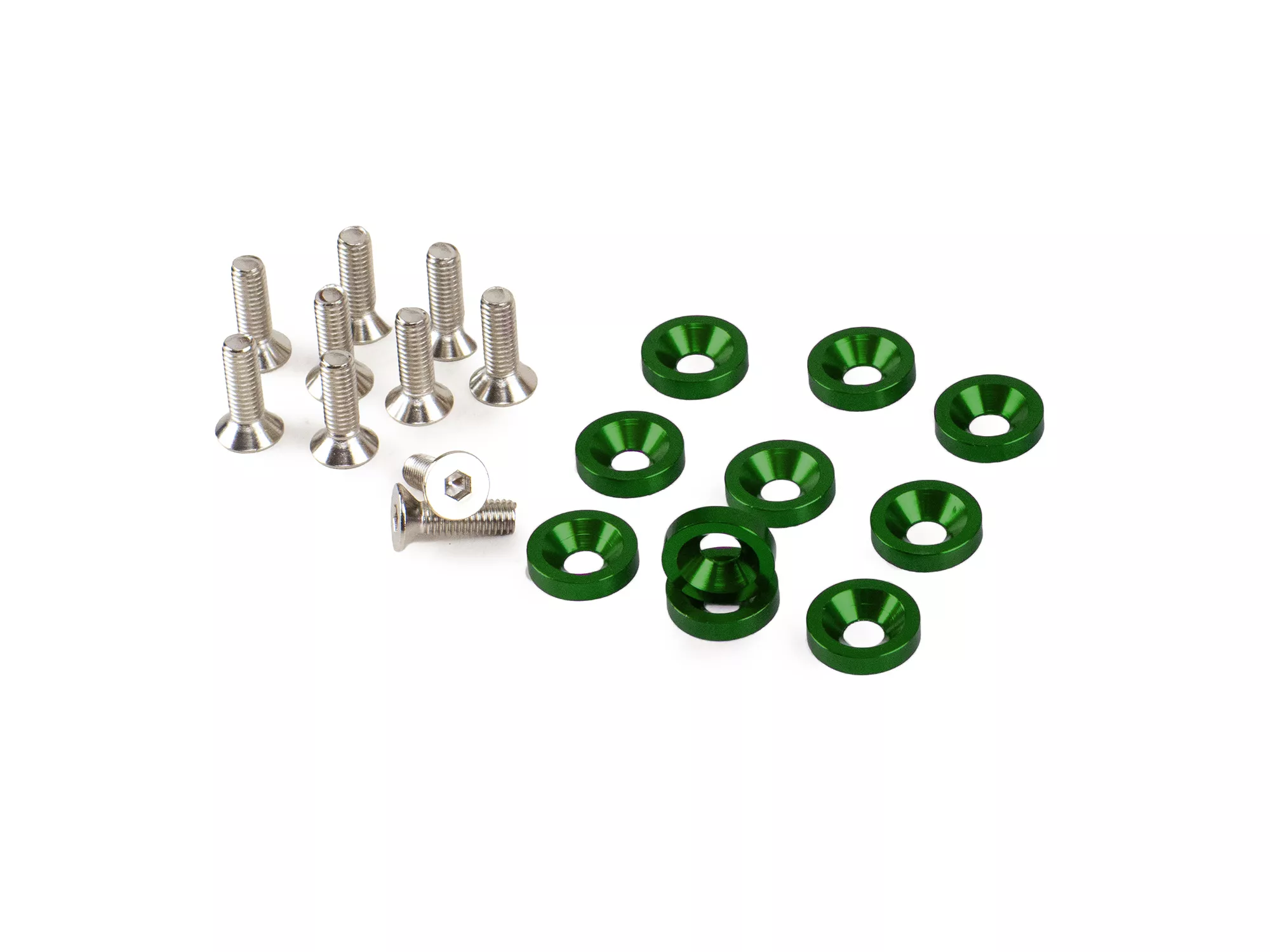 KIT ARANDELAS ALUMINIO  IMC C/ TORNILLOS VERDE X10 UNIDADES