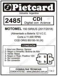 CDI PIETCARD 2485 DIGITAL MOTOMEL SIRIUS 150