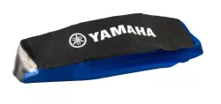 FUNDA ASIENTO LFM CRYPTON 105 CENTAURO NEGRA BORDE AZUL LOGO YAMAHA