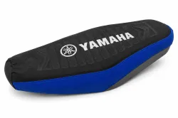 FUNDA ASIENTO LFM CENTAURO CRYPTON 105 NEGRA BORDE AZUL LOGO YAMAHA